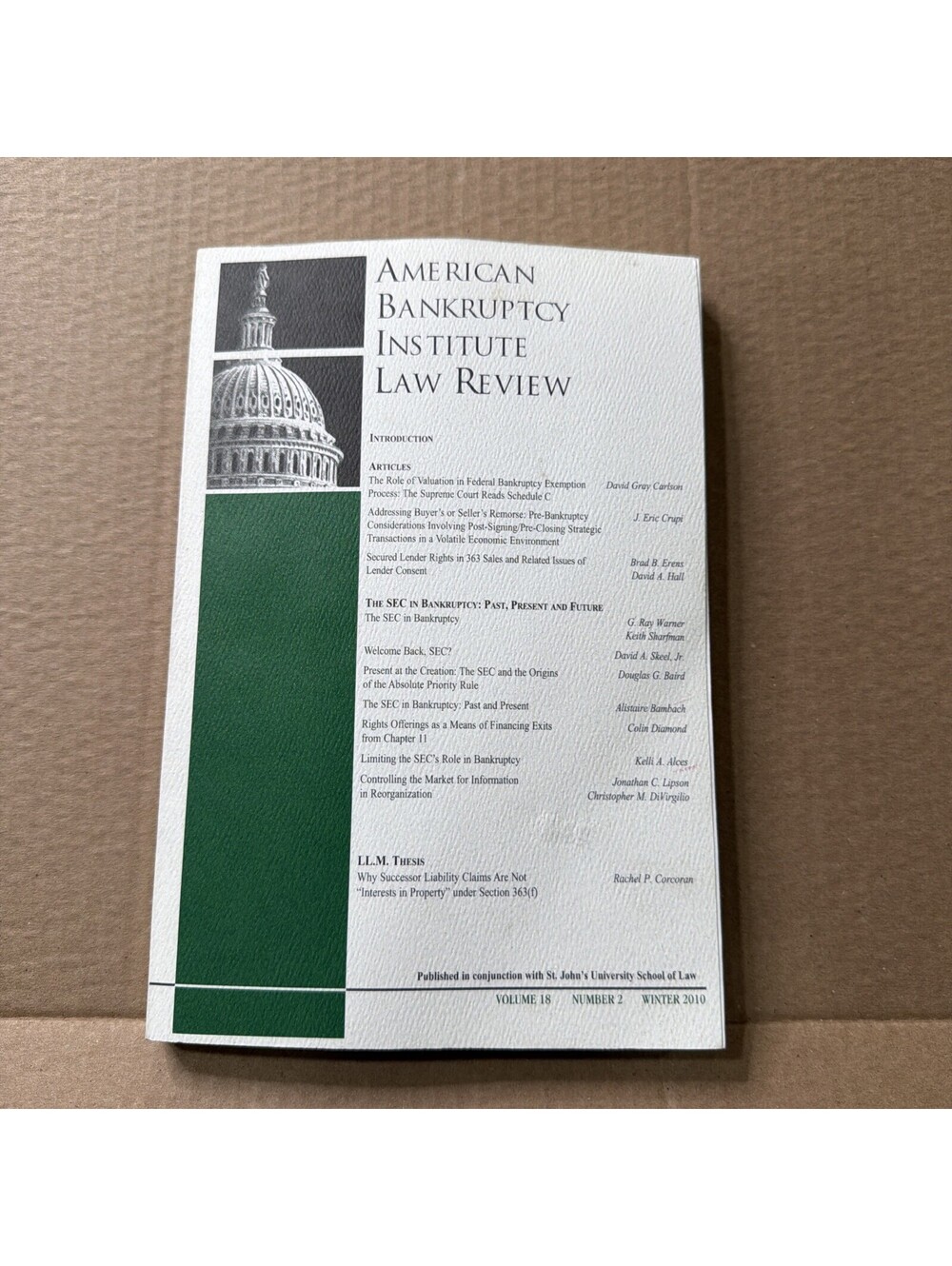 American Bankruptcy Institute Law Review VOL 18 , Number 2 St Jhon’s